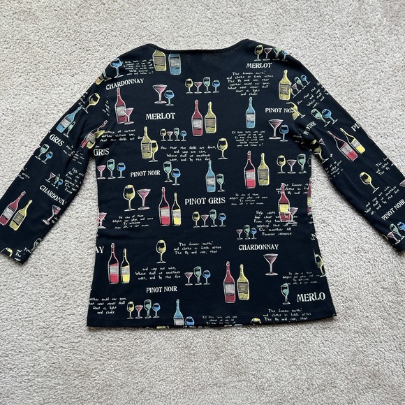 Jess & Jane Wine Long Sleeve Top Chardonnay Merlot Pinot Noir Womens M - Picture 10 of 10